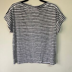 Lauren Ralph Lauren Striped Boat Neck Dolman Sleeve Top Black White Size M